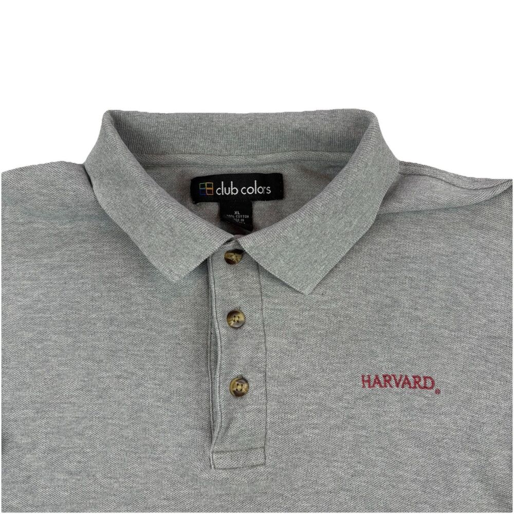 Vintage Harvard Polo Shirt Mens XL Gray Short Sleeve
